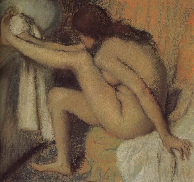Naked  woman wiping toes, Edgar Degas